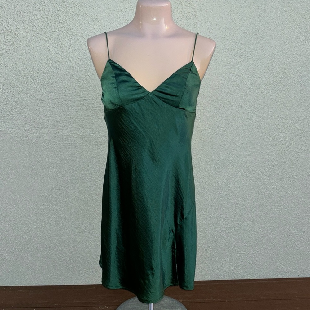 Blossom Satin Emerald Dress